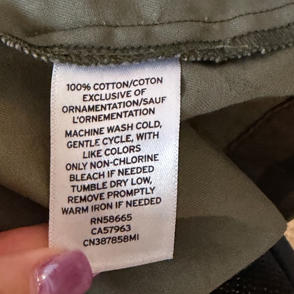 Caslon Women's Embroidered Olive Green‎ Camo button up collared jacket size SM - Picture 13 of 13